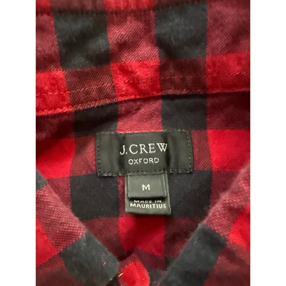 J Crew Oxford Plaid Button Down Shirt Men's Medium Red Black‎ Long Sleeve Casual